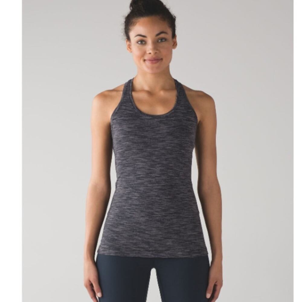 Lululemon Cool Racerback II Tank Womens 6 Gray Scoop Neck Running Performance